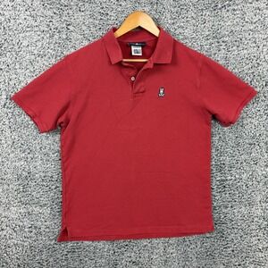 Psycho Bunny Polo Shirt Mens Large Red Pima Cotton Skull Logo Short Sleeve